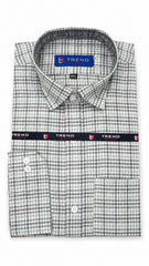 Men’s White Green Check Formal Shirt