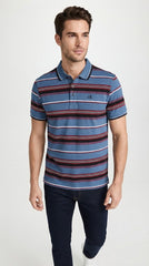 Men's Steel Blue, Maroon & Black Horizontal Striped Polo Shirt