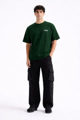 Mens Forest Green Be The Author Typography Graphic Downshoulder T-shirt