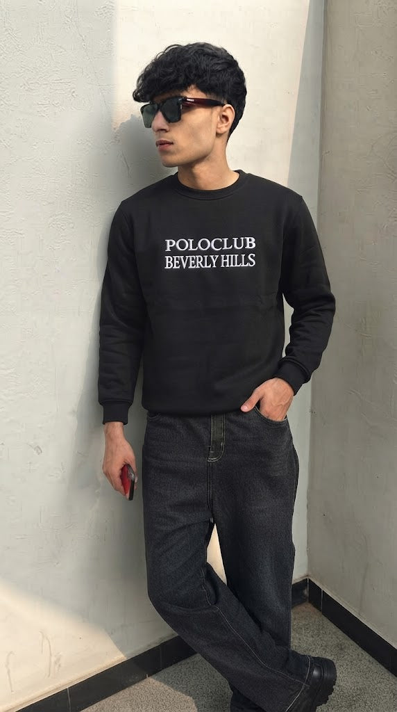 Mens Imported Rabbit Wool Sweater Poloclub Beverly Hills Black