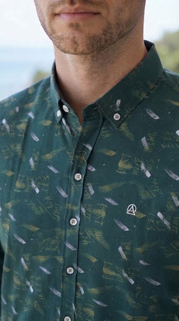 Mens Dark Green Abstract Print Casual shirt