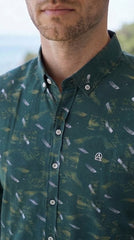 Mens Dark Green Abstract Print Casual shirt