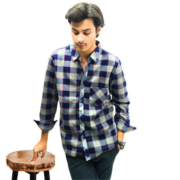 Men’s check inner fleece casual shirt