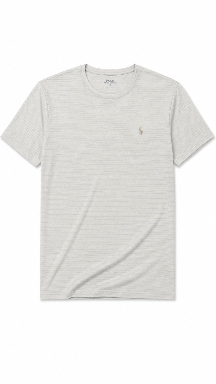 Men’s Off-White Horizontal Micro-Stripe Polo Ralph Lauren Logo T-Shirt