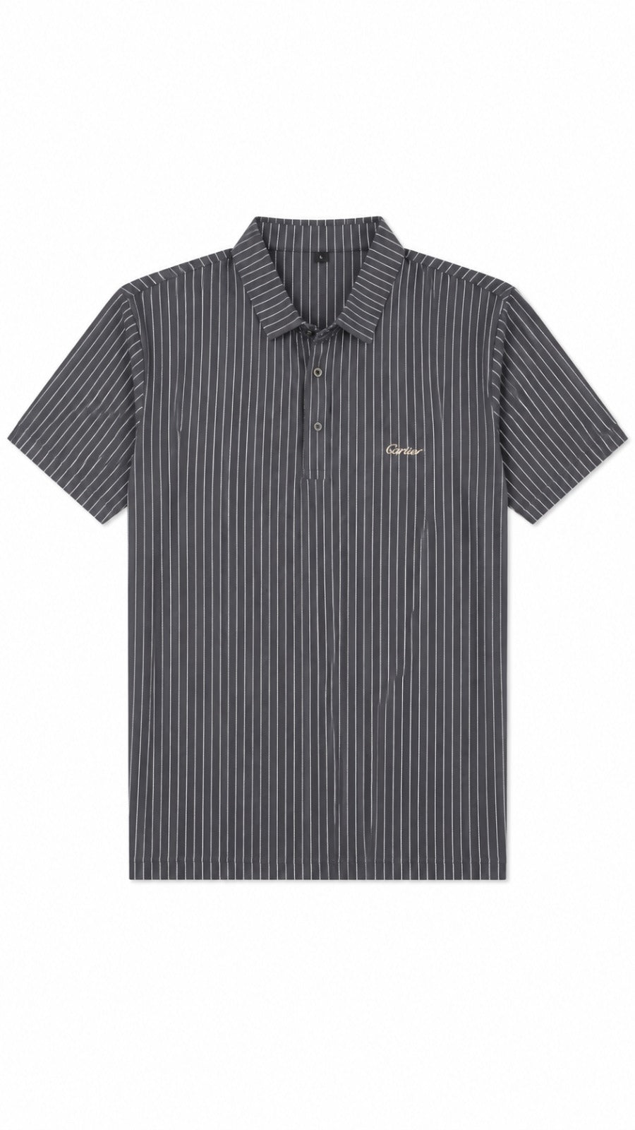 Men’s Charcoal Grey Vertical Pinstripe Polo Shirt