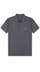 Men’s Charcoal Grey Vertical Pinstripe Polo Shirt