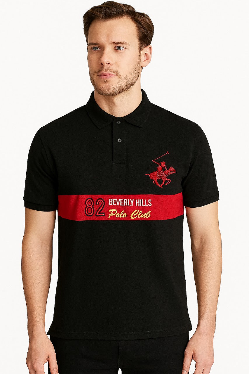 Men’s Black embroided Polo Tee