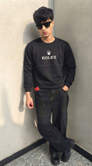 Mens Imported Rabbit Wool Sweater Black Rolex