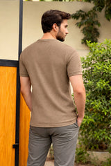 Men’s Brown Textured T-Shirt