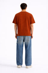 Mens Rust Orange Frankfurt Athletic Club Typography Downshoulder T-shirt