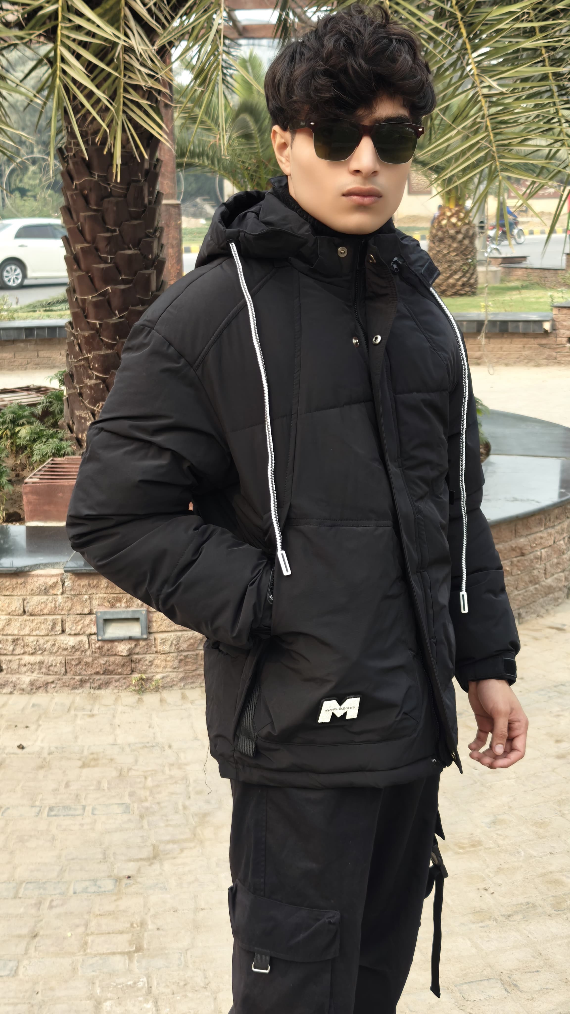 Men's black imported puffer jacket