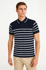 Men’s Navy and White Linning Polo Tee
