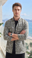 Mens Dark Grey Abstract Print Casual shirt