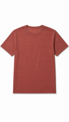 Men’s Rust Red Horizontal Micro-Stripe Embroidered Logo T-Shirt