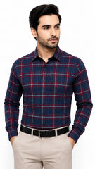 Men’s Navy Blue Red Check Formal Shirt