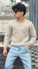 Mens Imported Rabbit Wool Sweater GK Chanel Cream