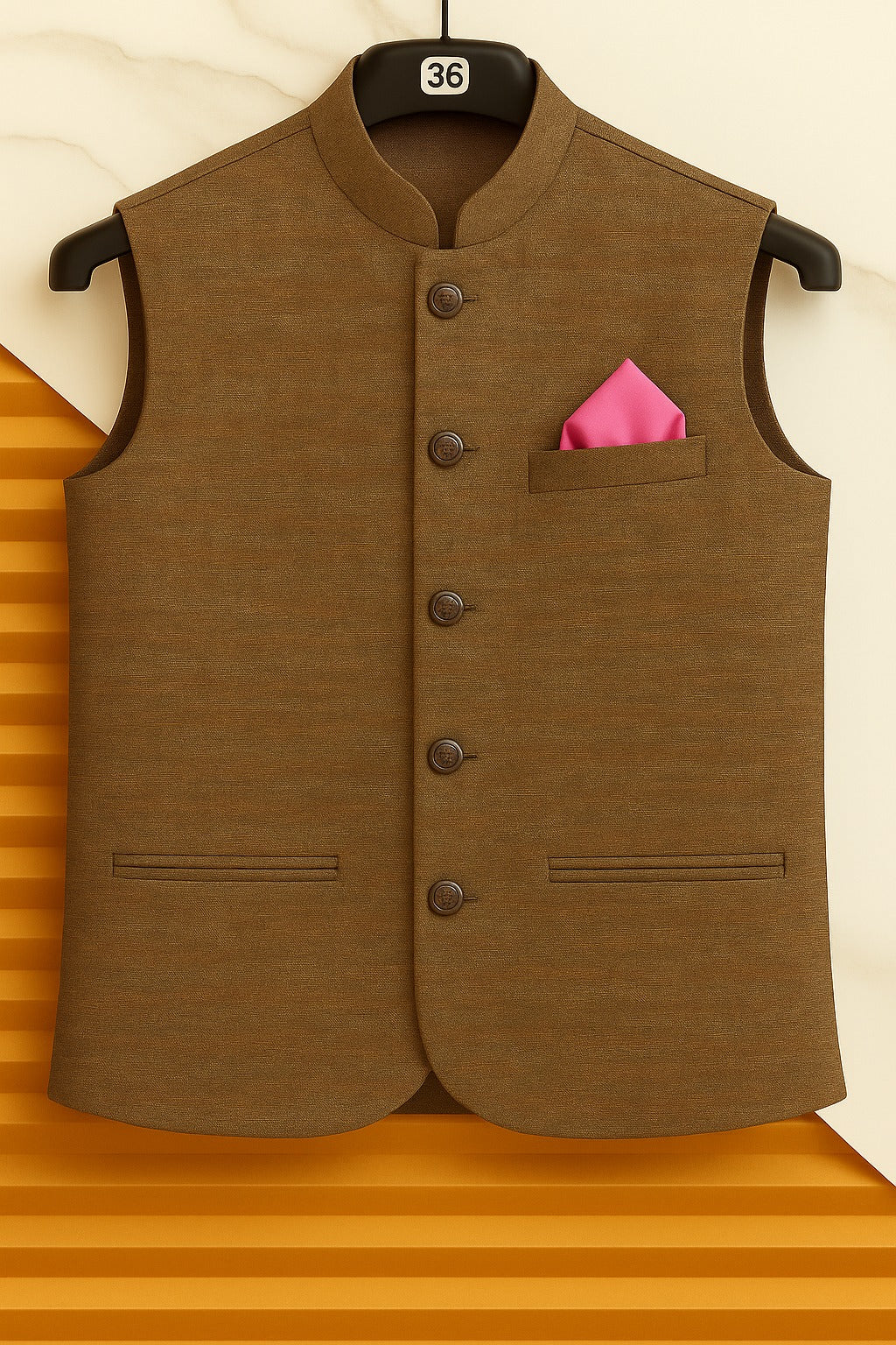 Men’s Brown Checkered Sutting Waistcoat