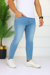 Men’s sky blue tepered Ankle fit Denim Pant