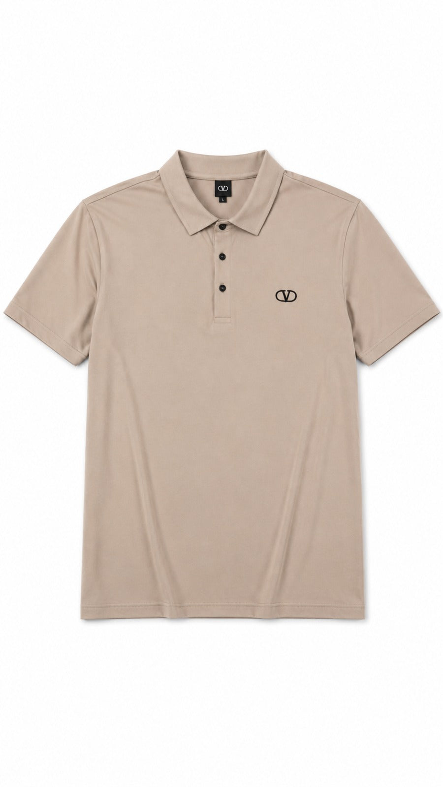 Men’s Taupe Beige Solid Valentino Logo Polo Shirt