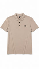 Men’s Taupe Beige Solid Valentino Logo Polo Shirt