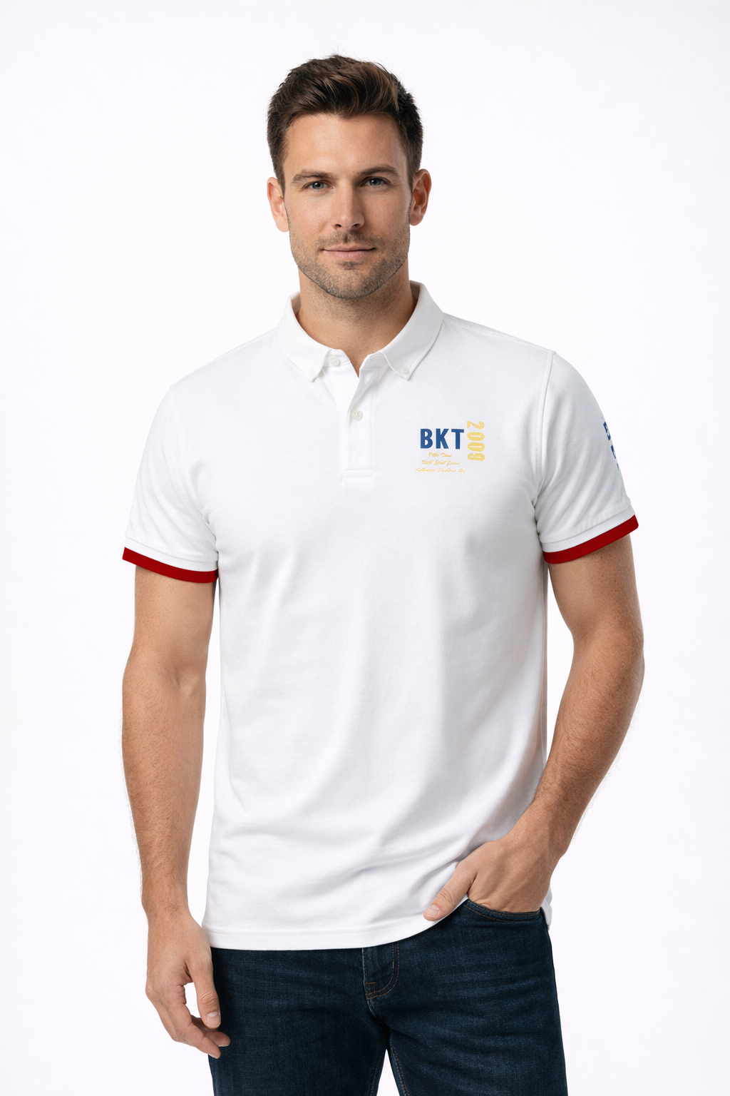 Mens white polo shirt