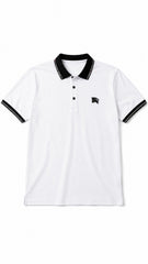 Mens Imported White Black Collar Polo Shirt