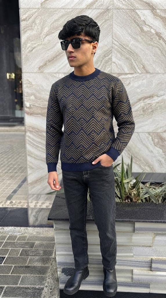 Mens Imported Rabbit Wool Sweater Golden