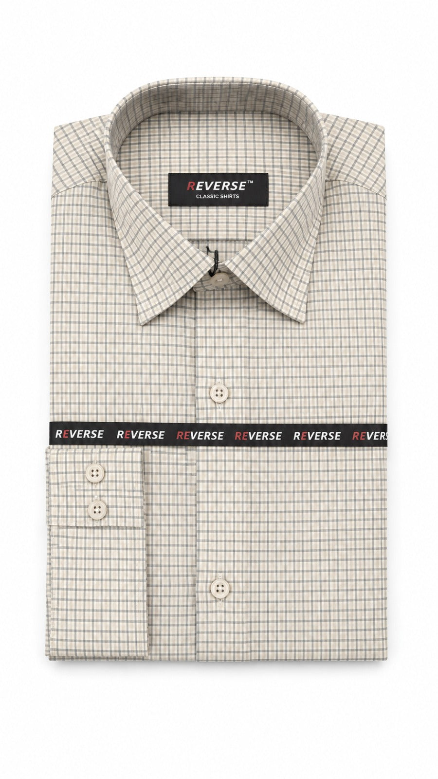 Men’s White & Grey Check Formal Shirt