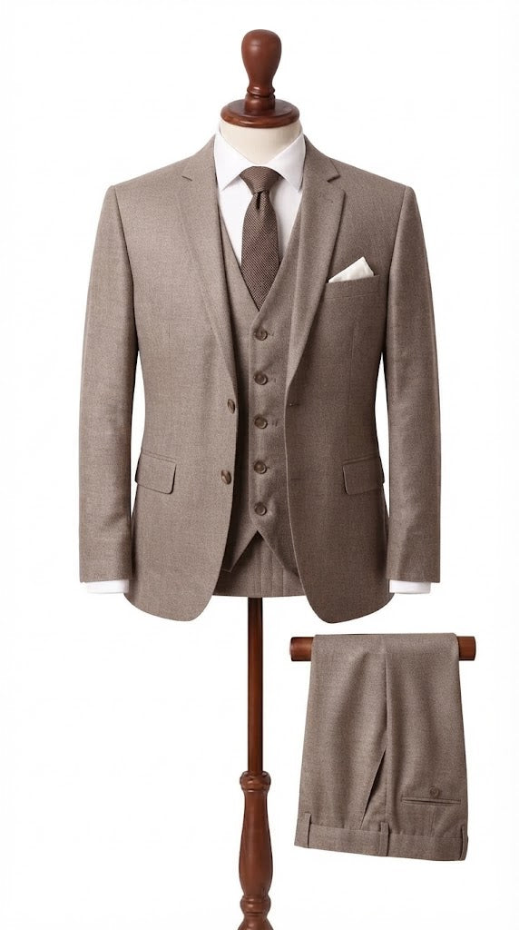 Mens Light Brown 3 Pc Suit