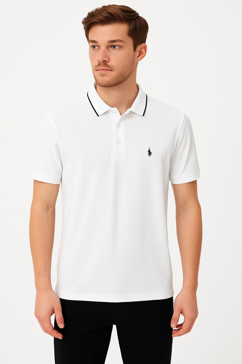Men’s White ribbed Oversized polo Tee