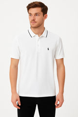 Men’s White ribbed Oversized polo Tee