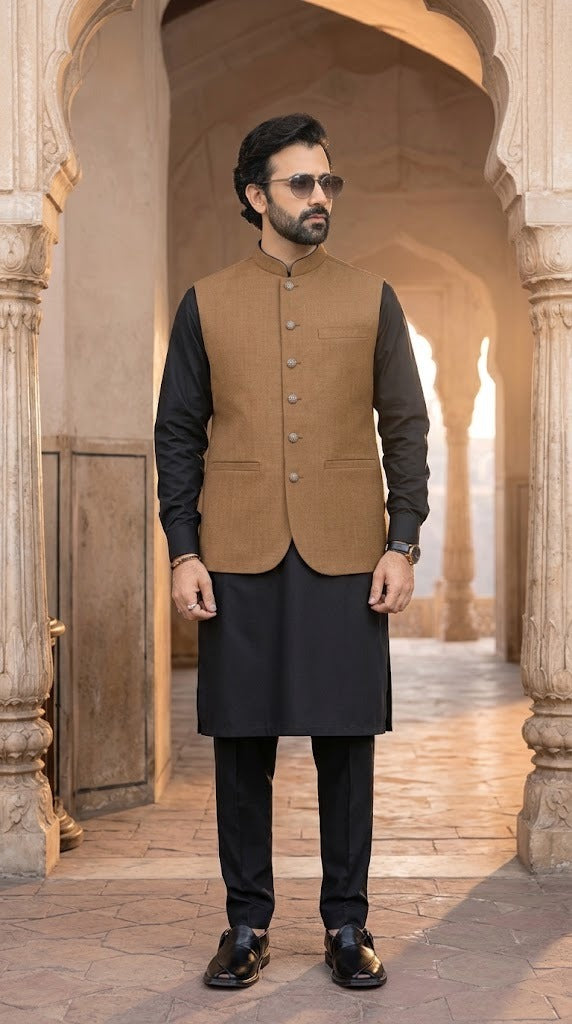 Men's Khaki Brown Suiting Waistcoat