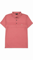 Mens Imported Pink Horizontal Stripe Polo Shirt