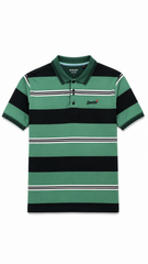Men's Sage Green & Black Horizontal Striped Polo Shirt