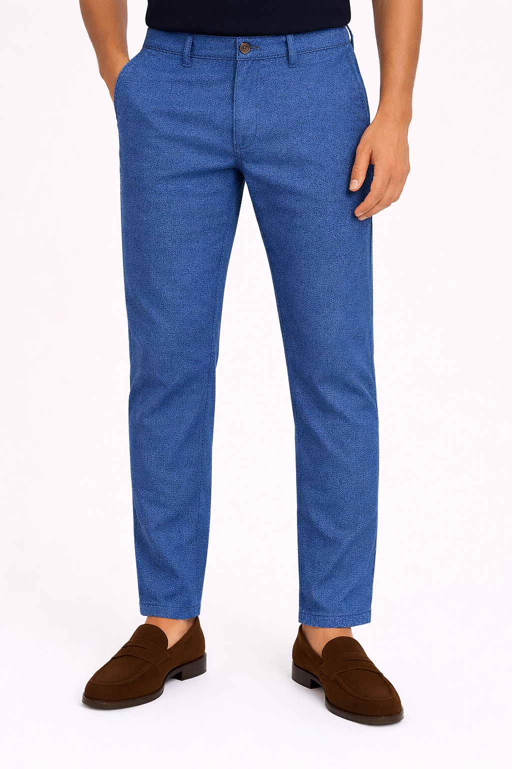 Men’s Classic Blue Textured Cotton Pant