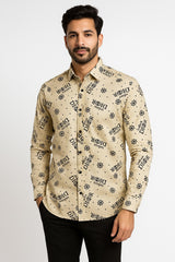 Men’s Imported Elite Compass Velvet Emboss Casual Shirt