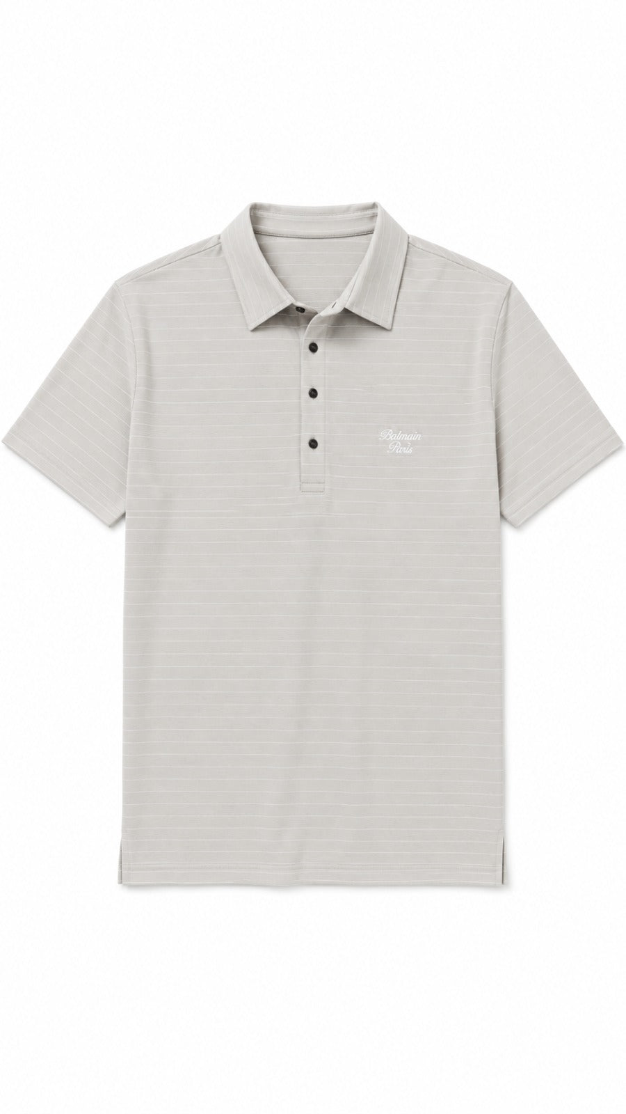 Men’s Light Grey Balmain Paris Logo Polo Shirt