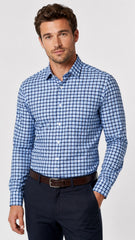 Men’s Blue & White Check Pattern Formal Shirt