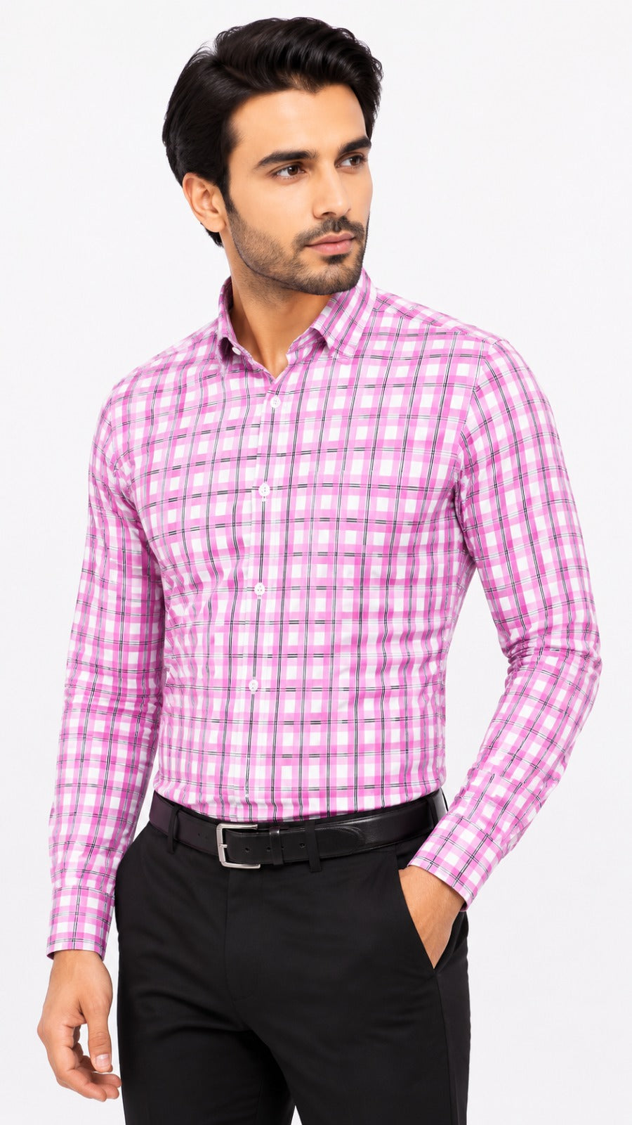 Men’s Pink Check Formal Shirt