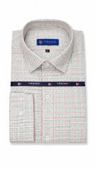 Men’s White Green Red Check Formal Shirt