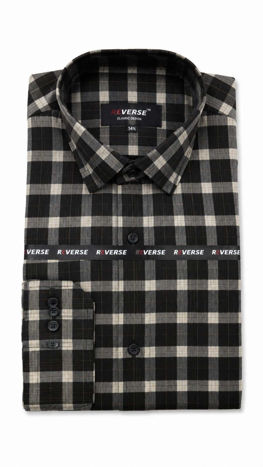 Men’s Black & Grey Check Pattern Formal Shirt