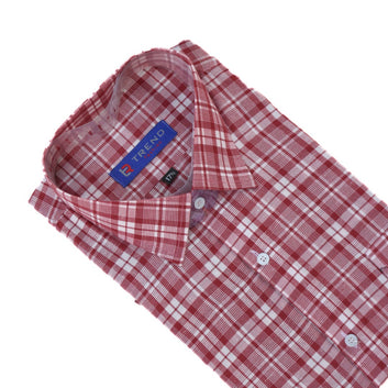 Men’s mahroon and white checkered (oversized)formal shirt