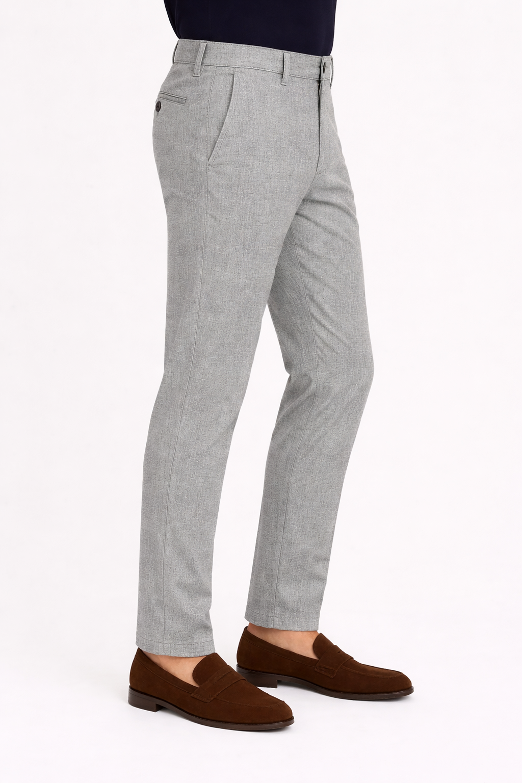 Men’s Steel Gray Textured Cotton Pant