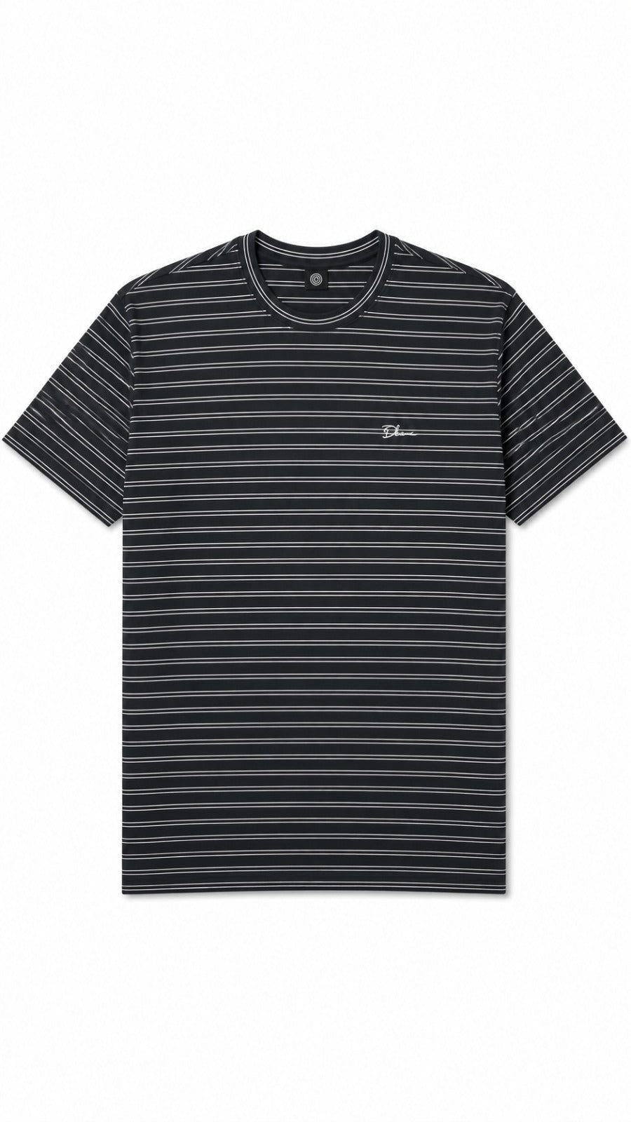 Men’s Black Double Horizontal Pinstripe Dior Logo T-Shirt