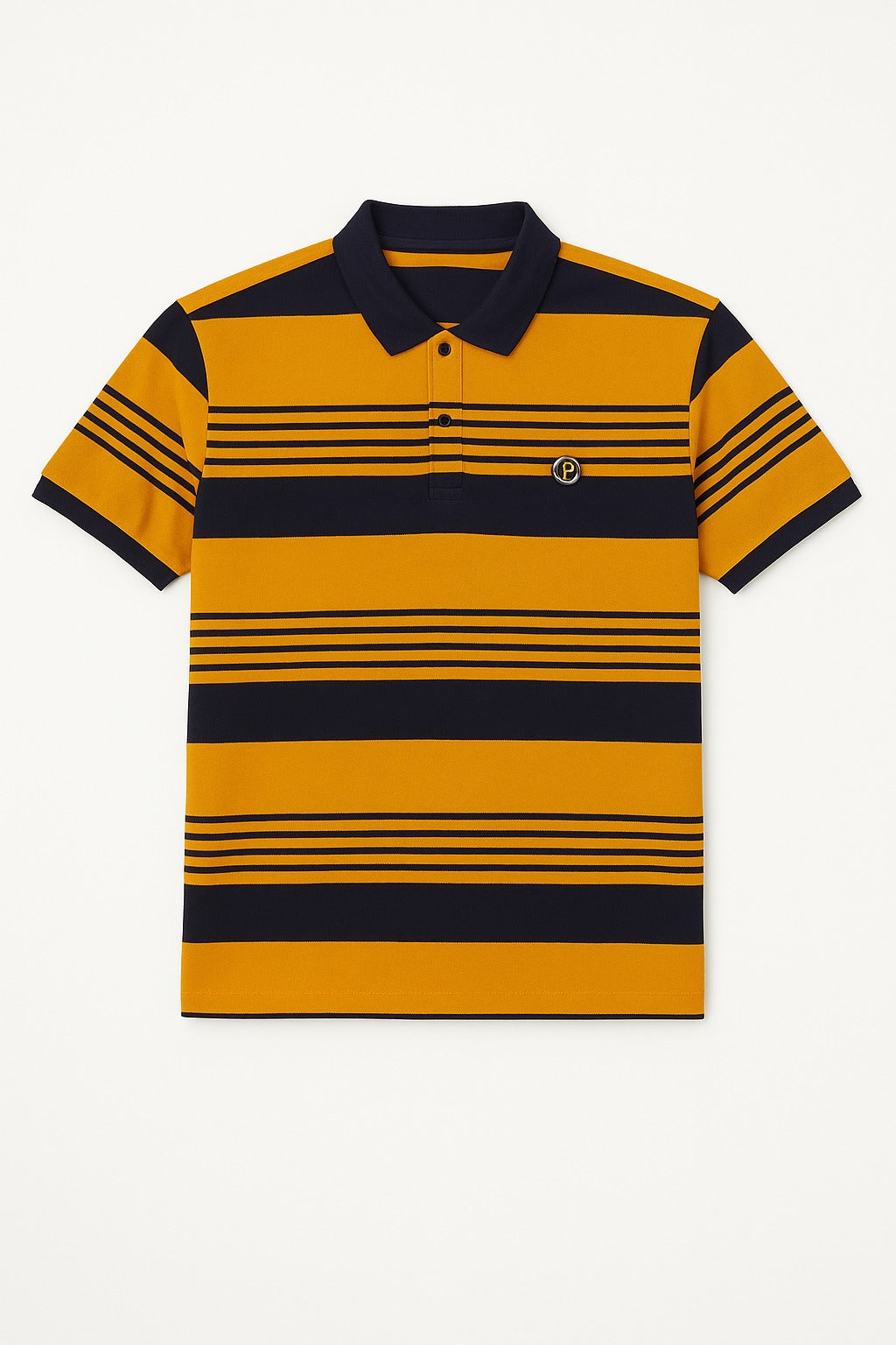 Men’s Yellow and Navy Lines Polo Tee