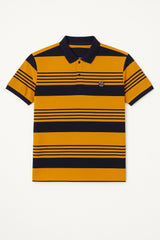 Men’s Yellow and Navy Lines Polo Tee