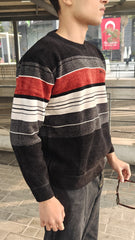 mens imported red blue lining sweater