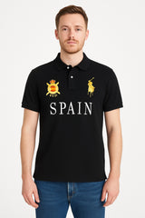 Men’s Black Spain Embroided Polo Tee