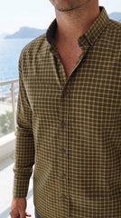 Mens Olive Green Checks Casual shirt