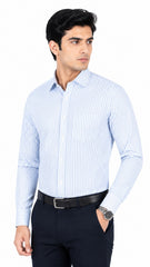 Men’s White Blue Stripe Formal Shirt